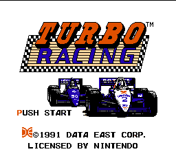 Turbo Racing title screen for NES